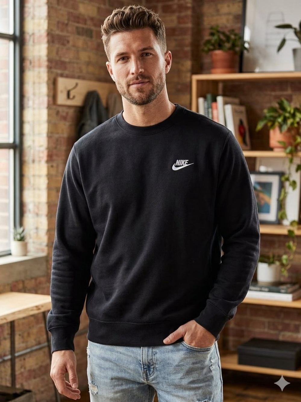 Nike Black Crewneck Sweatshirt with White Logo